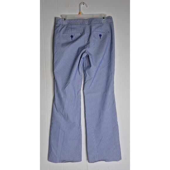 Express Designs Studio Blue White Stripe Editor Wide Leg Dress Pants Sz 4 - Picture 4 of 10